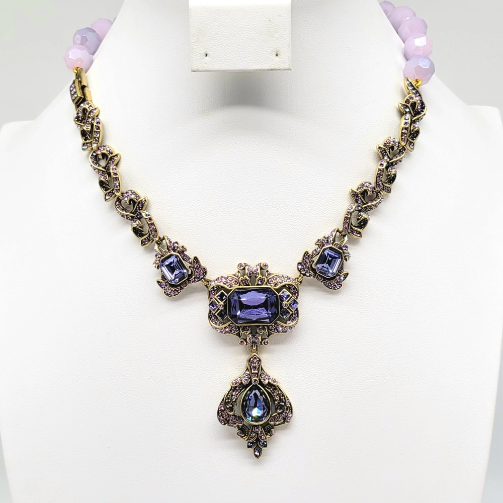 Heidi Daus Tanzanite and Amethyst Swarovski Crystal REVERSIBLE Deco Necklace
